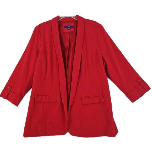 APT.9 ~Woman Plus Size XXL~ Red Formal Office Wear Open Front Blazer 3/4 Sleeve. - Picture 1 of 16